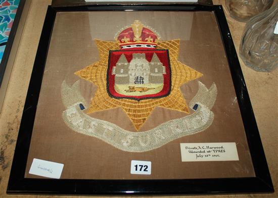 Framed tapestry Ypres 1917